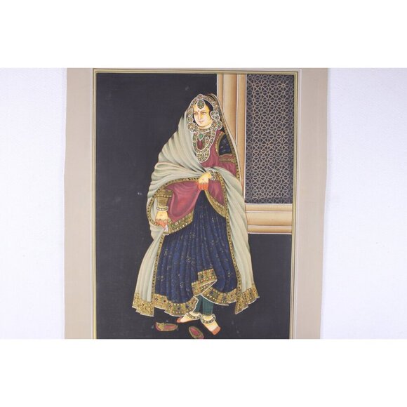 Vintage PAIR Rajasthani Miniature Art Painting on Paper, Punjabi wall art to - Picture 4 of 10